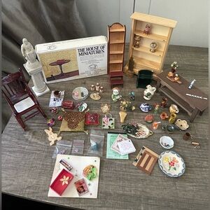 Vintage Dollhouse Miniature Lot - Furniture Accessories & Decor 1:12 Scale